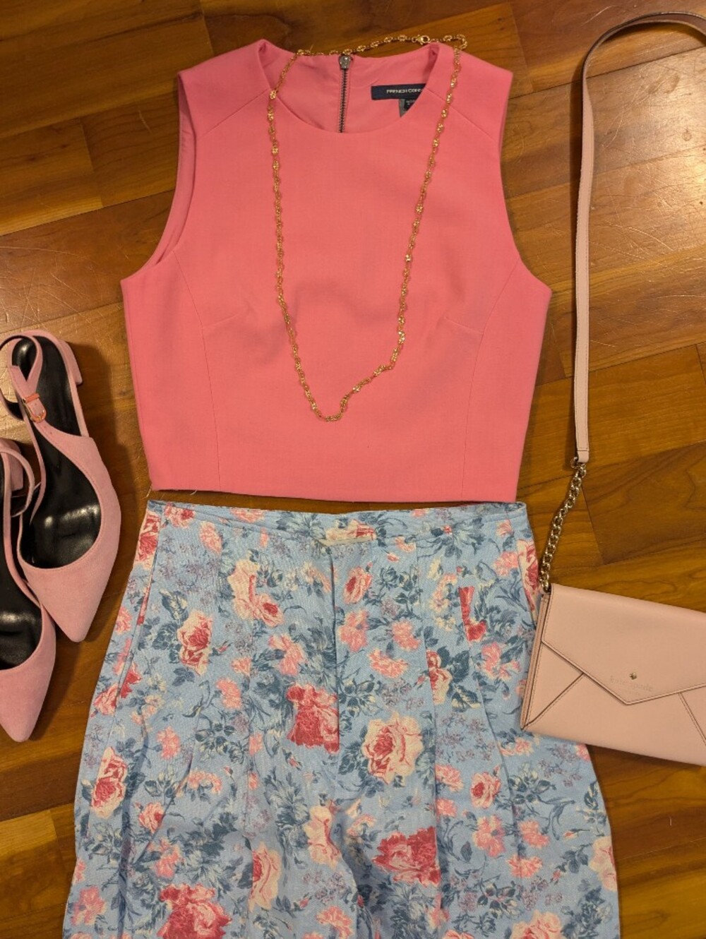French Connection Pink Shell Crop Top
